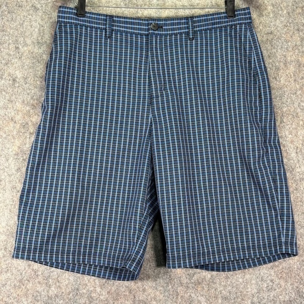 ADIDAS 10" Ultimate365 Stretch Performance Blue Black Check Golf Shorts Sz 34